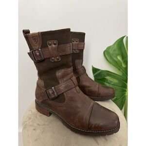 ARIAT Women's Leather/Suede LOWLAND RIDER Mid Calf Boots Brown Size 8